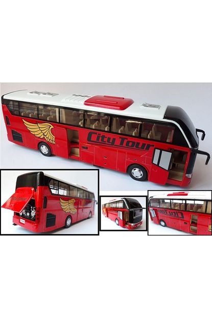 Diecast Otobus Oyuncak Demir Yolcu Otobusu Kapi Bagaj Acilir Kirmizi 25cm Trendyol