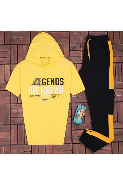 Oz Taha Erkek Legend Sari T Shirt Es Kargo Sari Esofman Takimi Trendyol