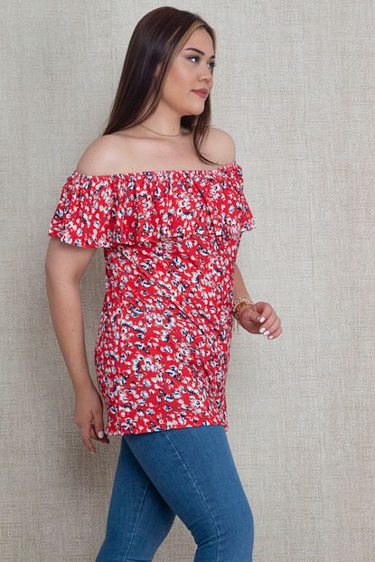 Sans Kadin Kirmizi Madonna Yaka Bluz 65n17131 Trendyol