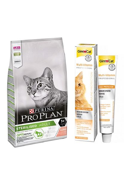 Proplan Sterilised Somonlu Kedi Mamasi 3 Kg Gimcat Kedi Multivitamin 20 Gr Original Trendyol