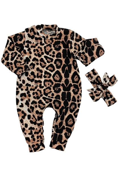 Anakuzusu Murat Baby Kiz Bebek Leopar Desenli Tulum Trendyol