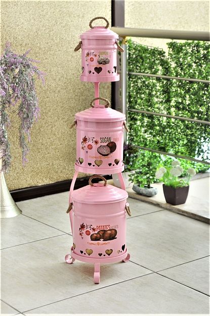 Yildiray Metal Metal Standli 3 Katli Patates Sogan Sarimsak Saklama Seti Trendyol