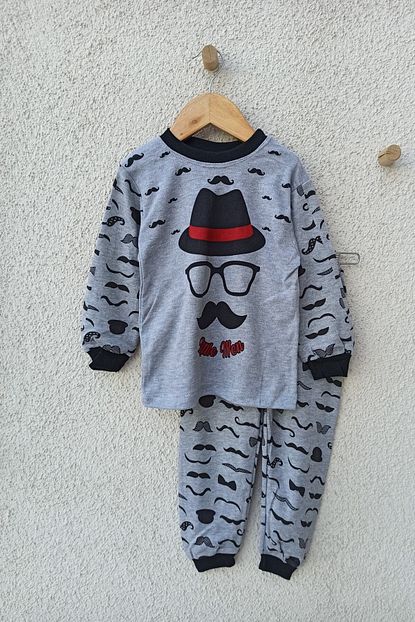 Babydonat Erkek Cocuk Gri Sapka Desenli Pijama Takimi Trendyol
