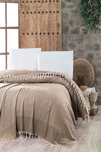 The Fabric Diamond Camel Cift Kisilik Tek Pike Trendyol