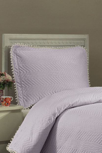 Evlen Home Tas Rengi Kapitone Ponponlu Tek Kisilik Yatak Ortusu Trendyol