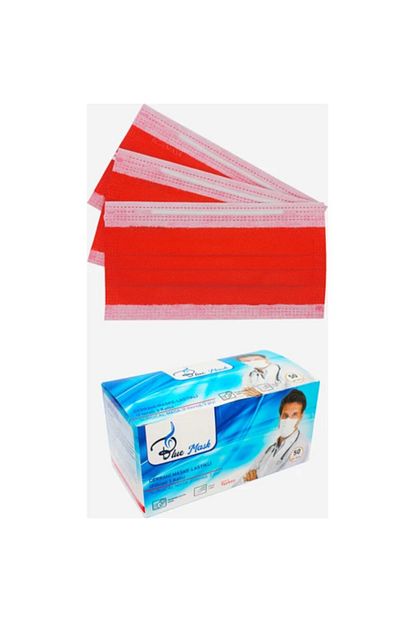 Blue Mask 3 Katli Tek Kullanim Telli Full Ultrasonic Kirmizi Renkli Cerrahi Maske 50 Adet 2 Li Fiyati Yorumlari Trendyol