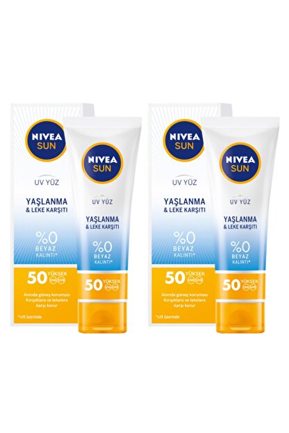 Nivea Sun Yaslanma Karsiti Gunes Kremi Yuz Kremi 50 Ml X 2 Adet Trendyol