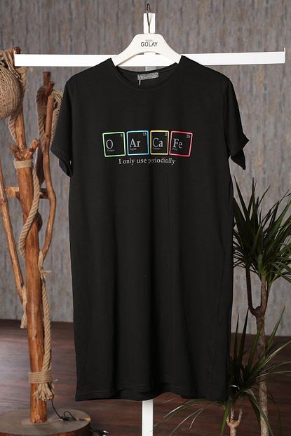 Moda Gulay Kadin Siyah Baskili T Shirt Trendyol