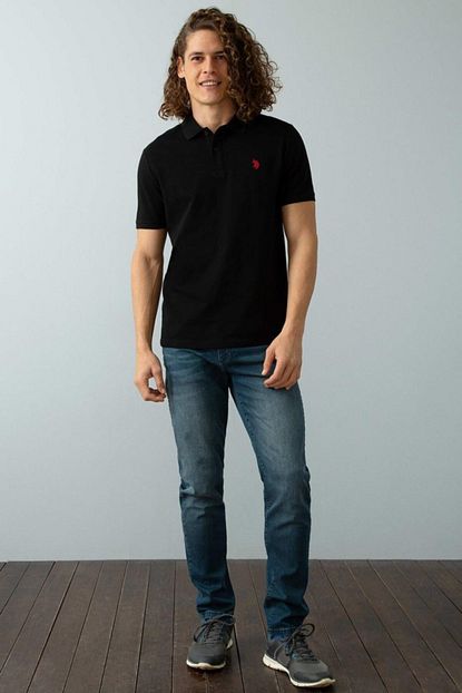 U S Polo Assn Erkek Siyah Polo Yaka T Shirt Trendyol