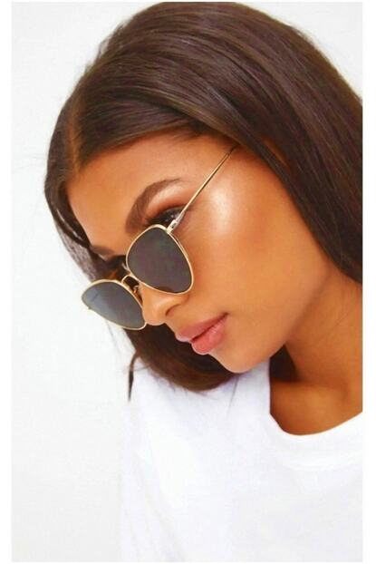 Tiktak Sepette Kadin Gunes Gozlugu Cat Eye Metal Cerceve Siyah Lens Trendyol