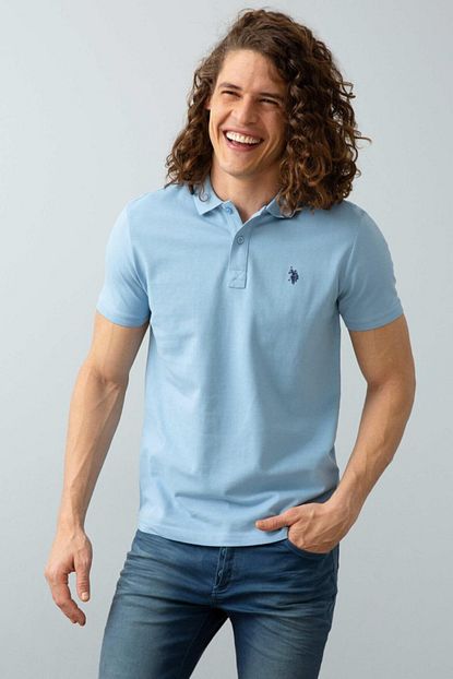 U S Polo Assn Erkek Acik Mavi Polo Yaka T Shirt Trendyol