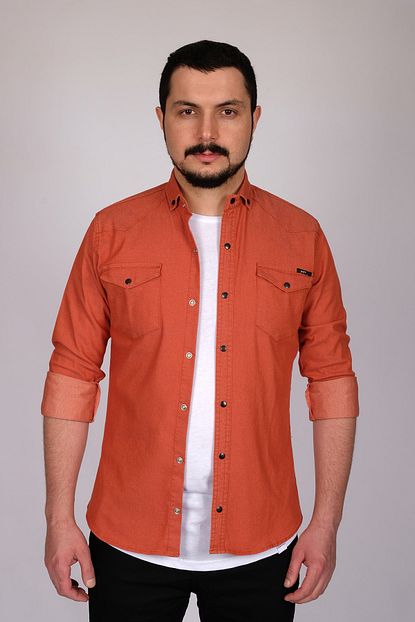 Bombe Erkek Turuncu Cift Cepli Citcitli Kot Gomlek Trendyol