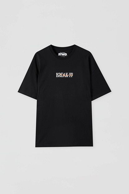Pull Bear Erkek Siyah Siyah Oversize Break It T Shirt 09247578 Trendyol