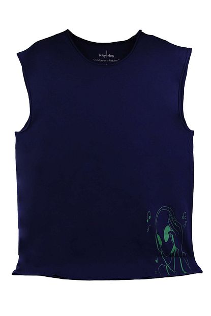 Rhythm Erkek Lacivert Ozgun Ve Tamamlayici Tasarim Detayli Sifir Kol T Shirt Trendyol