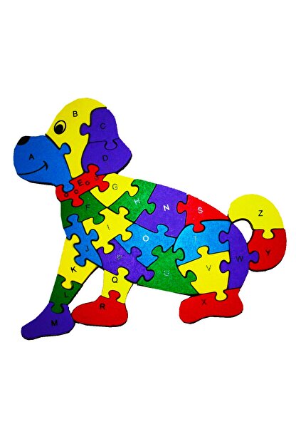 Keskin Ahsap Kopek Figurlu Puzzle Sayilar Ve Harfler Iceren Egitici Yapboz Seti Muhafaza Kesesi 5765 Trendyol