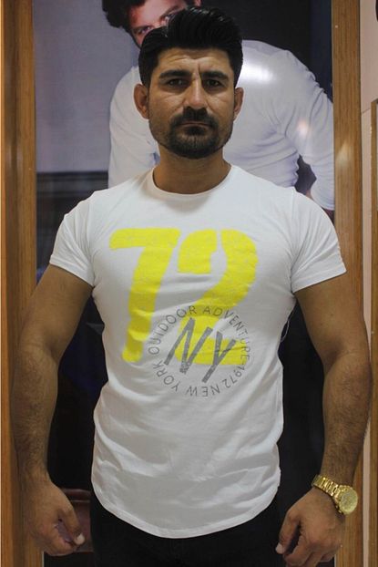 Tansas Plus Erkek Beyaz Penye Spor Baskili Dar Kesim Alttan Oval T Shirt Trendyol