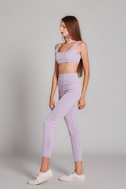 Housebutik Kadin Lila Crop Ve Tayt Ikili Spor Takim Trendyol