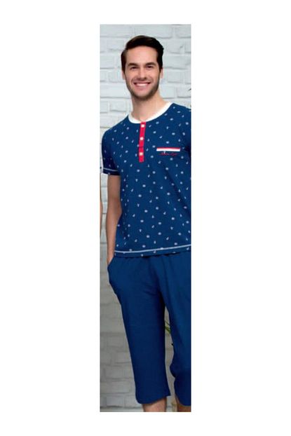 Iki Yildiz Erkek Mavi Kapri Pijama Trendyol
