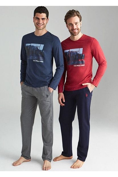 U S Polo Erkek Kirmizi Yuvarlak Yaka Pijama Takim Trendyol