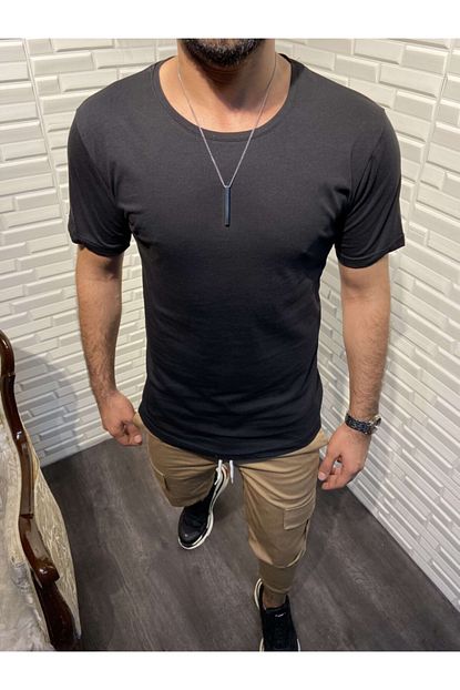 Ikonamoda Siyah Erkek Duz Basic Oval Kesim T Shirt Trendyol