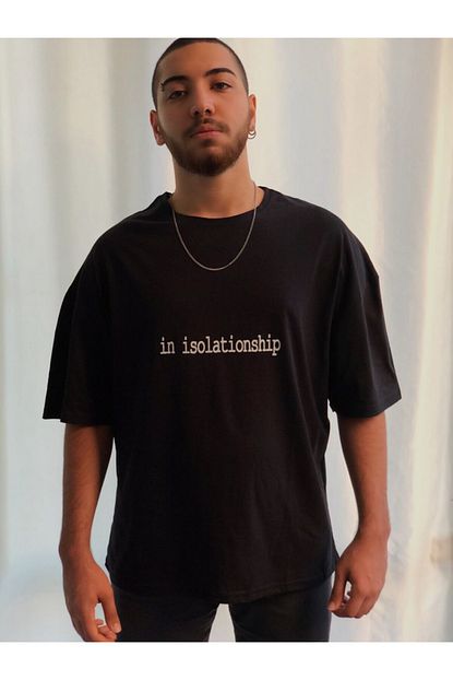 Tuzlu Butik Erkek Siyah Baskili Oversize T Shirt Trendyol
