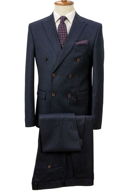 Middleist Erkek Lacivert Cizgili Desen Slim Fit Kruvaze Takim Elbise Trendyol