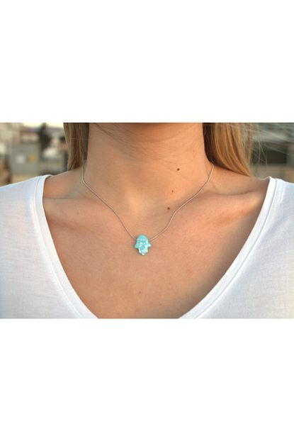 Kiani Zarif Fatma Ana Eli Mavi Minimalist Kolye Trendyol