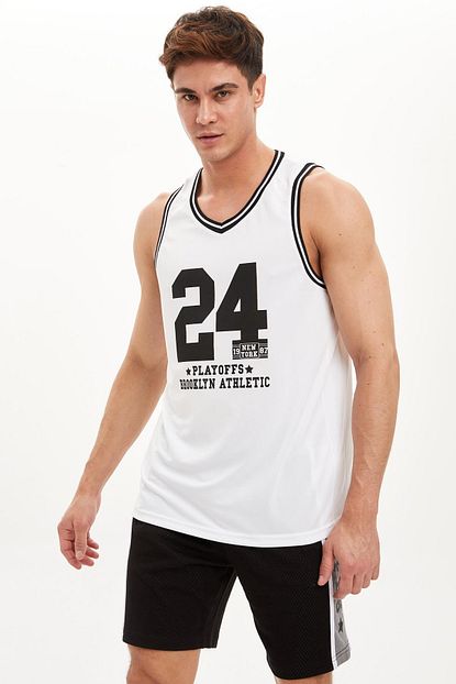 Defacto Erkek Beyaz Baskili Regualar Fit Sporcu Atlet R8123az20sm Trendyol