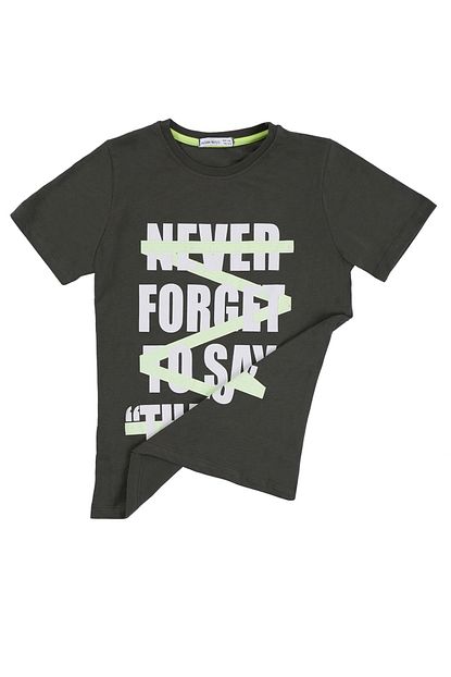 Acarkids Erkek Cocuk Tisort Never Baskili 9 12 Yas Haki T Shirt Trendyol