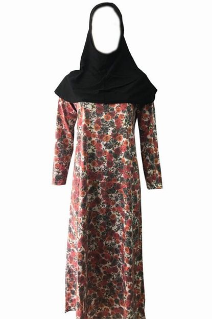 Hazal Namaz Elbisesi Turbanli Butun Penye Kiremit Renk Desen Trendyol