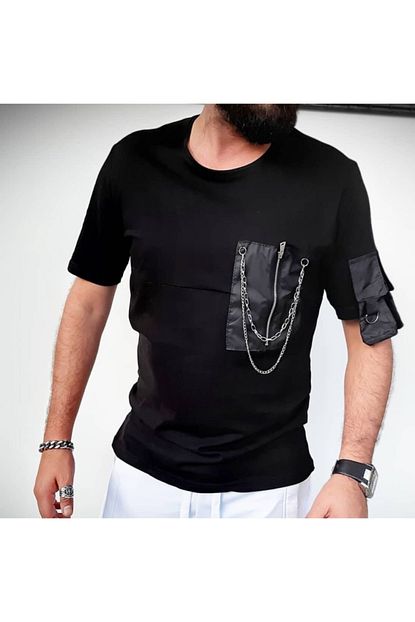 Roy Erkek Siyah Asimetrik Kesim T Shirt Trendyol