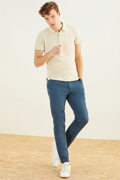 Mudo Erkek Koyu Indigo Slim Fit Chino Pantolon 366013 Trendyol