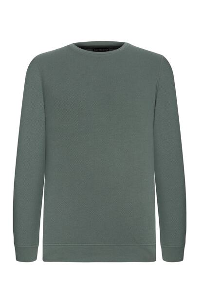 Mudo Erkek Koyu Cagla Bisiklet Yaka Pamuklu Sweatshirt 372638 Trendyol