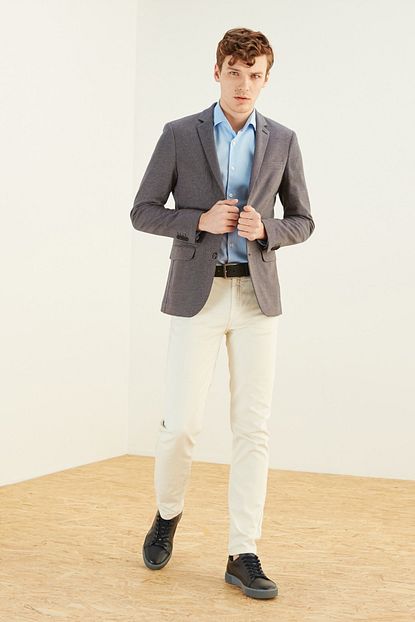 Mudo Erkek Antrasit Pamuklu Slim Fit Blazer Ceket 375137 Trendyol