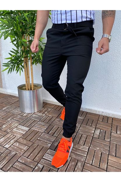 Marka Krali Erkek Siyah Jogger Kemerli Esofman Alt Yazlik Pantolon Trendyol