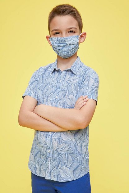 Defacto Erkek Cocuk Yaprak Desenli Gomlek Ve Yikanabilir Maske Trendyol