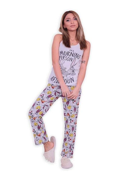 Simisso Cizgi Film Karakterli Kadin Pijama Alti 005 Gri Gri M Trendyol