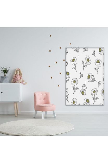 Henge Home Daginik Papatya Desenli Beyaz Sari Duvar Perdesi Duvar Ortusu Trendyol