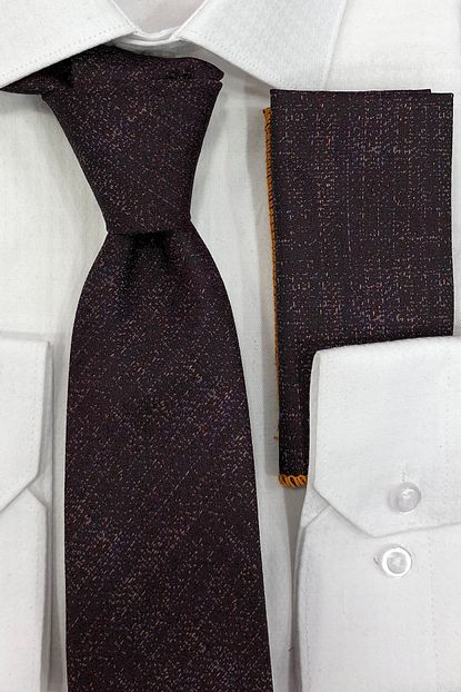 Quesste Accessory Erkek Murdum Bej Desenli Kravat Mendil Set Trendyol