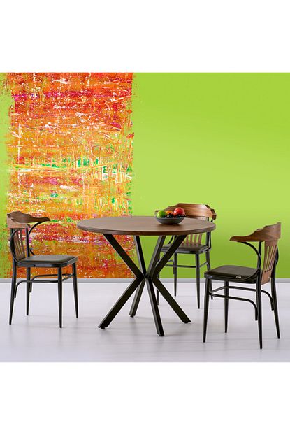 893 Design Yuvarlak Cam Masa Seti Trendyol