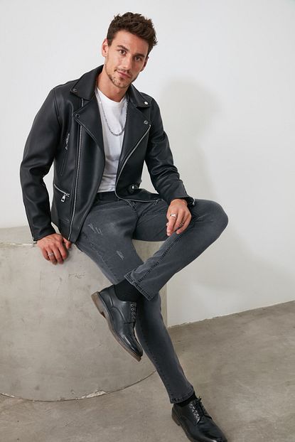 Trendyol Man Gri Erkek Tirmik Yipratmali Skinny Jeans Tmnaw20je0253 Trendyol