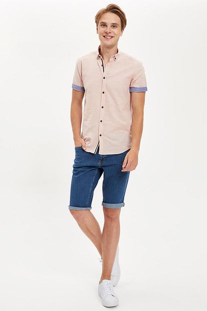 Defacto Erkek Mavi Regular Fit Jean Bermuda Sort S4133az20hs Trendyol