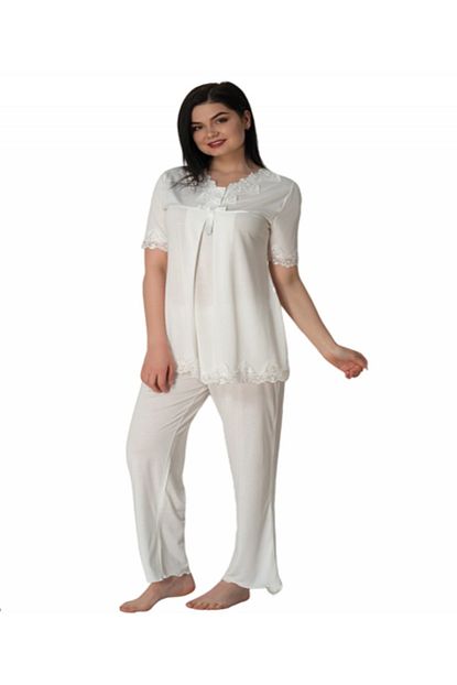 Effort Pijama Kadin Ekru Hamile Lohusa Kisa Kol Pijama Takim 5032 Trendyol