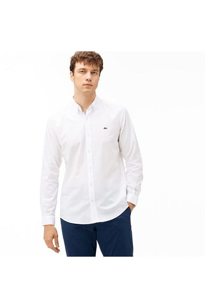 Lacoste Erkek Slim Fit Beyaz Gomlek Ch4976 Trendyol