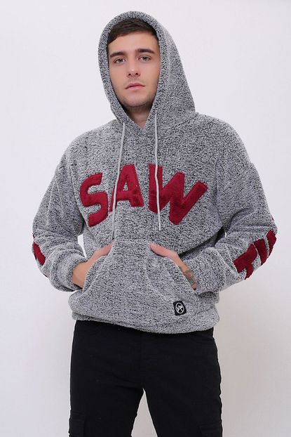 Ltc Jeans Erkek Gri Kanguru Cepli Kapusonlu Pelus Sweatshirt Trendyol