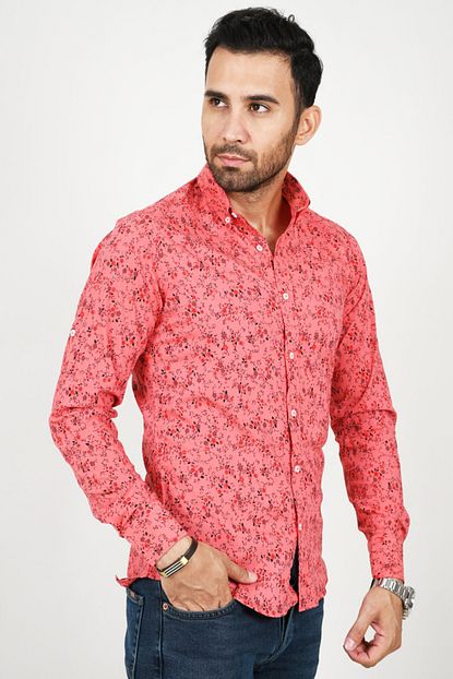 Deepsea Erkek Nar Cicegi Cicekli Regular Fit Erkek Gomlek Trendyol