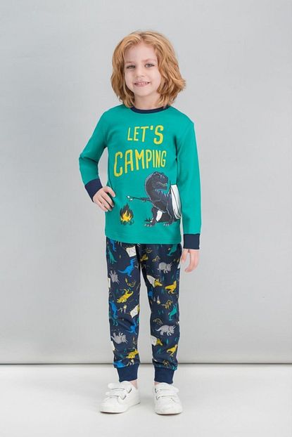 Roly Poly Erkek Cocuk Zumrut Yesili Rolypoly Dinosaur Camping Pijama Takimi Trendyol