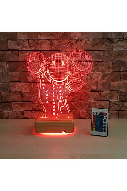 Vipyol Gulen Balon 3d Led Gece Lambasi 16 Renkli Led Lamba Trendyol