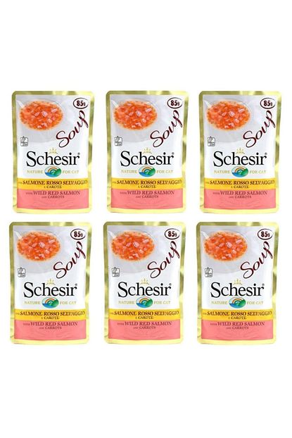 Schesir Dogal Kirmizi Somonlu Ve Havuclu Kedi Corbasi 85 Gr X 6 Adet Trendyol