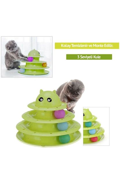 Rennway Tower Of Tracks Eglenceli Uc Katli Kedi Oyuncagi Seti Kedi Oyunu Trendyol